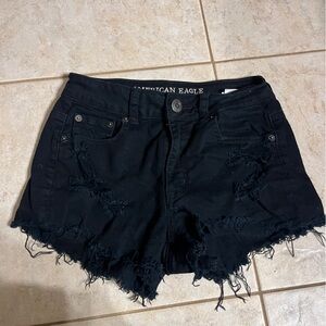 Vintage American Eagle Outfitters Black High Waisted Jean Shorts